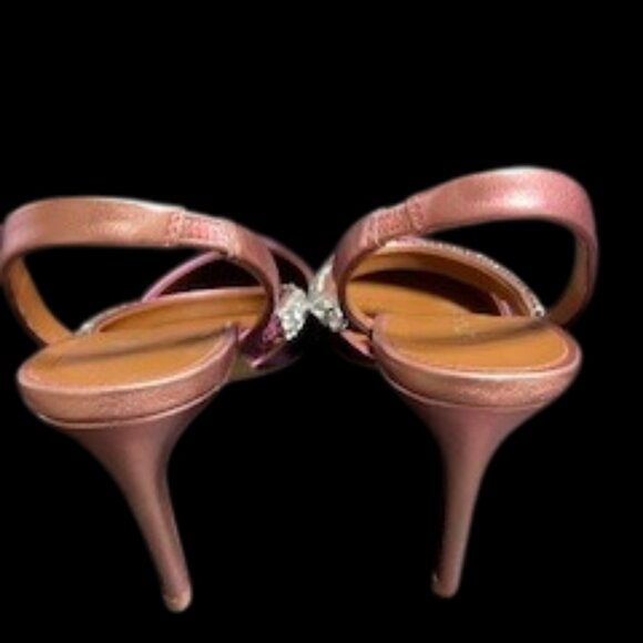 Kurt Geiger Slingback Heels Rhinestone Strap Pointed Toe Purple 38.5 - Picture 3 of 5